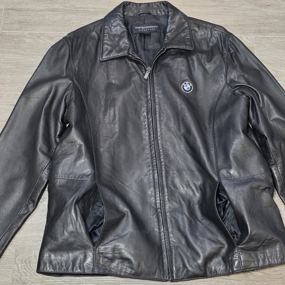 BMW Port Authority Leather Jacket Womans Sz Large Lined Black Soft - Picture 8 of 8